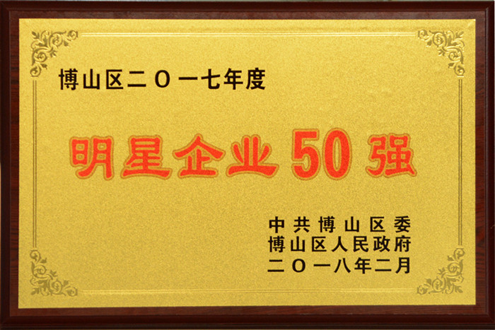 集團公司榮獲“2017年度博山區明星企業50強”稱號